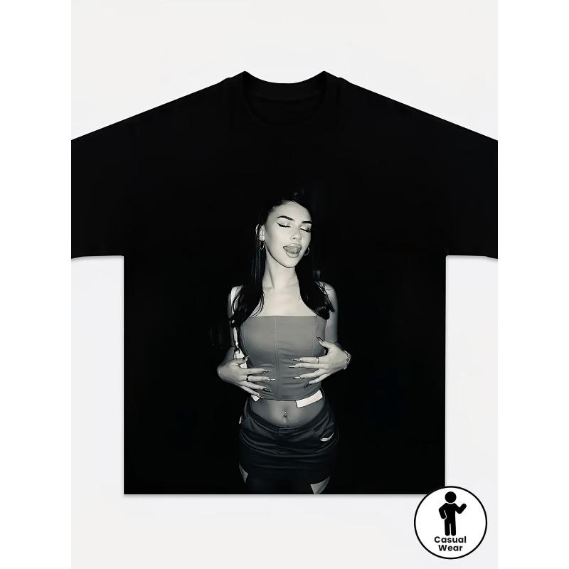 Unisexs Black Pattern Tshirt Retro Hip Hop Summer New Style Casual Fashion Suitable for Both Unisex and Women S