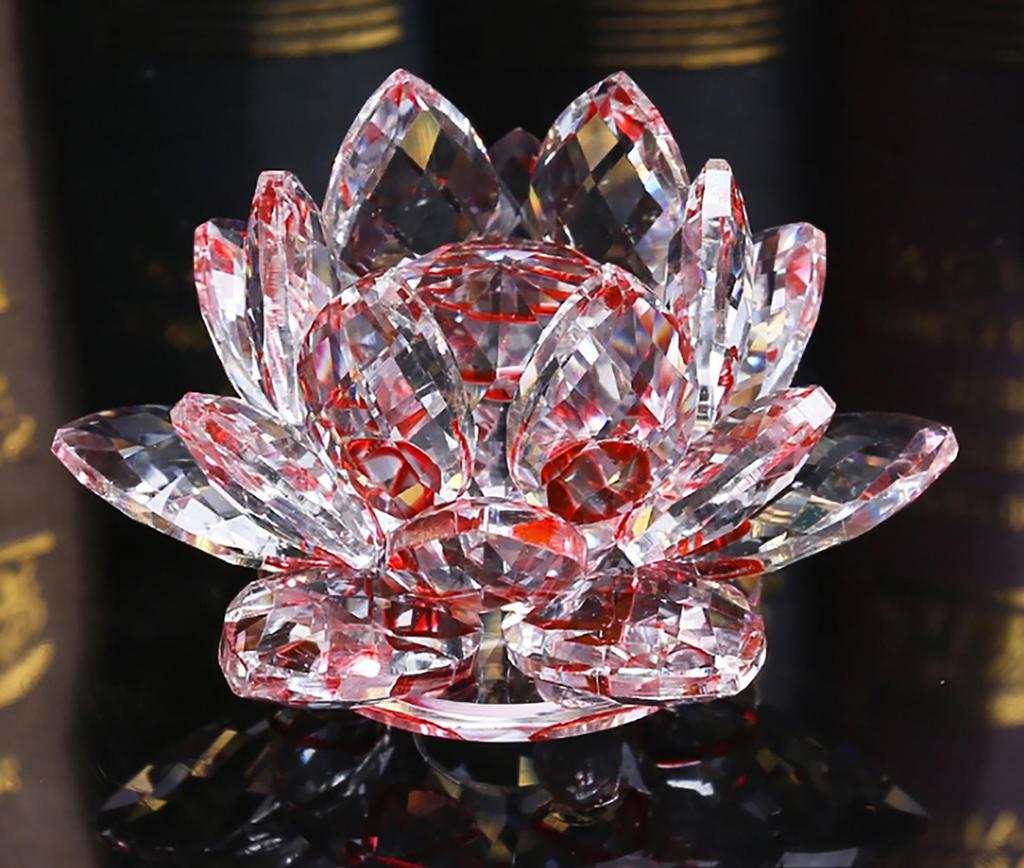 Křišťálový lotosový svícen - dekorativní buddhistická ozdoba na stůl