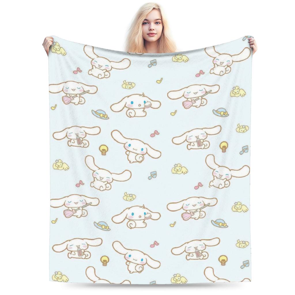 Pink Cinnamoroll Blanket Fleece Textile Decor Cute Cartoon Multifunction Ultra-Soft Throw Blanket for Home Travel Bedspread