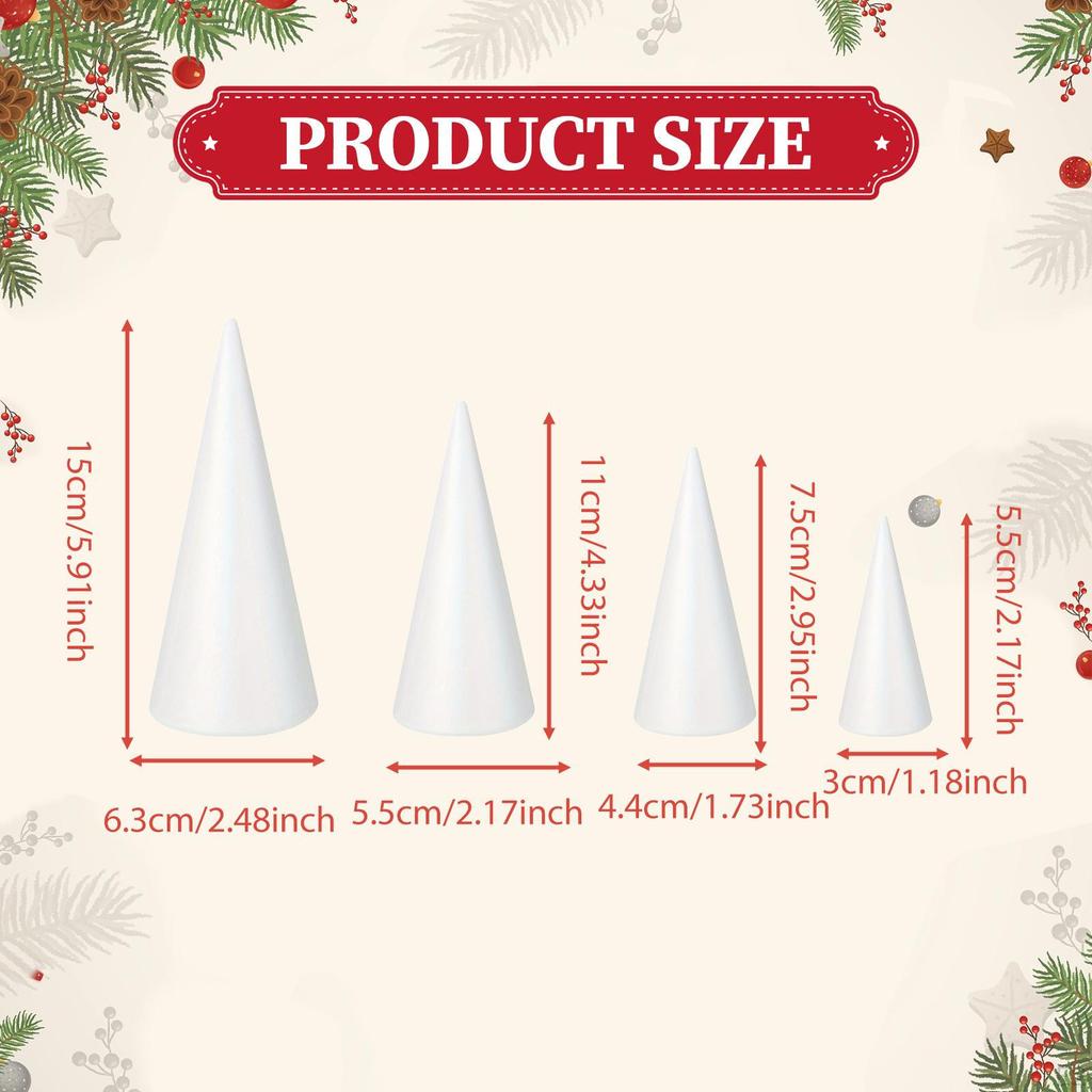 Stożki z pianki rzemieślniczej Dekoracje choinkowe Biały polistyren na świąteczny festiwal stół