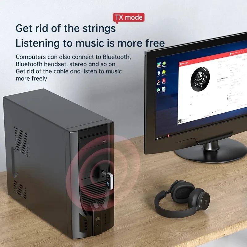 Adapter Bluetooth 6.0 Bezprzewodowy Nadajnik Odbiornik Audio do Samochodu Muzyki Słuchawek Głośnika Adapter Audio AUX z Gniazdem 3,5 mm