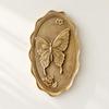 Hand-Painted Butterfly Wall Plaque Sculptural Oval Resin Decorative