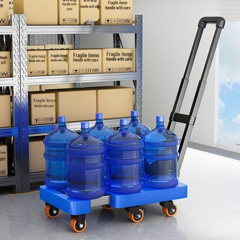 Upgraded Non-Slip Foldable Flat Cart: Extra-Thick, Portable, Retractable Household Pull Cart