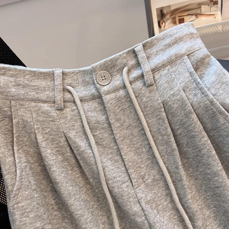 Narrow Version of Sports Pants Women In Spring Autumn New Straight High Waist Versatile Wide-leg Drooping Sweatpants