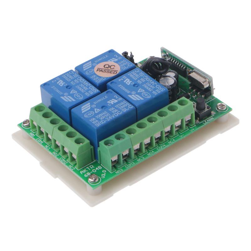 12V 4-Way Wireless Remote Control Switch with 10A Relay & White Duck Egg Remote Control Momentary