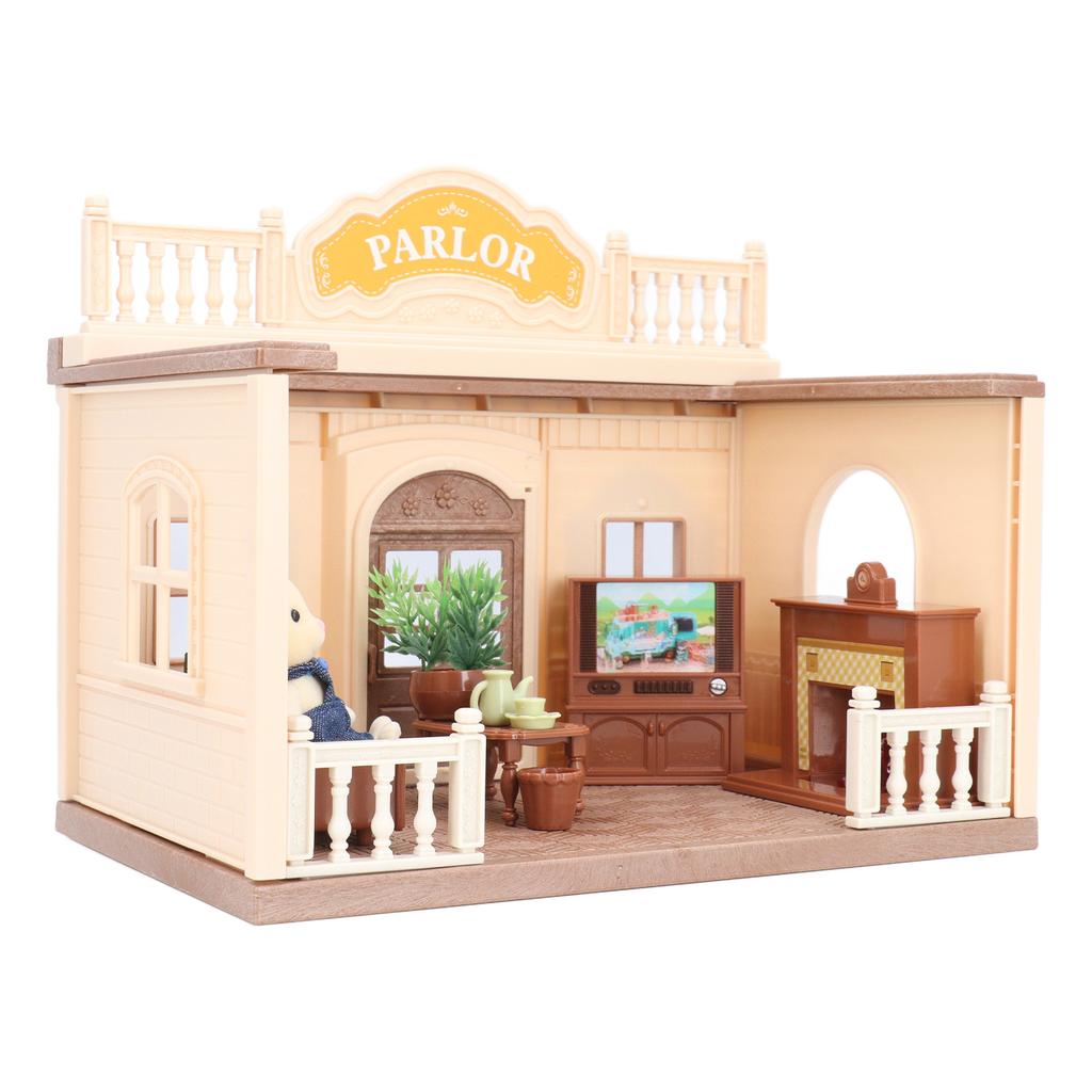 1:12 Scale Doll House Furnishings Plastic Miniature TV Tea Table Sofa Fireplace Flower Pots Living