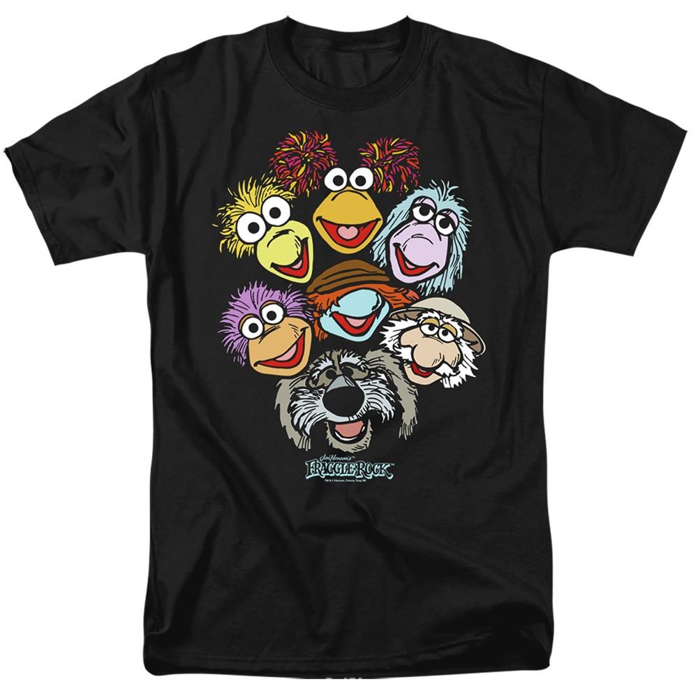 Fraggle Rock - Faces - Adult Unisex Short Sleeve T-Shirt - Black S