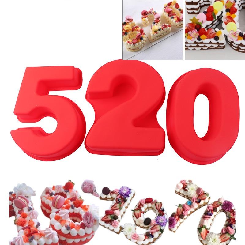 1 Stück 10 Zoll Zahlen Backformen Große Silikon 3D Zahlenkuchenformen DIY Backformen Zahlenform 0-9 Für Geburtstag