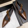 Fashion Retro Pointed Toe Soft Leather Flat Shoes Women Narrow Band Buckle Mary Jane Shoes Women Fashion Comfort Large Size Women Shoes