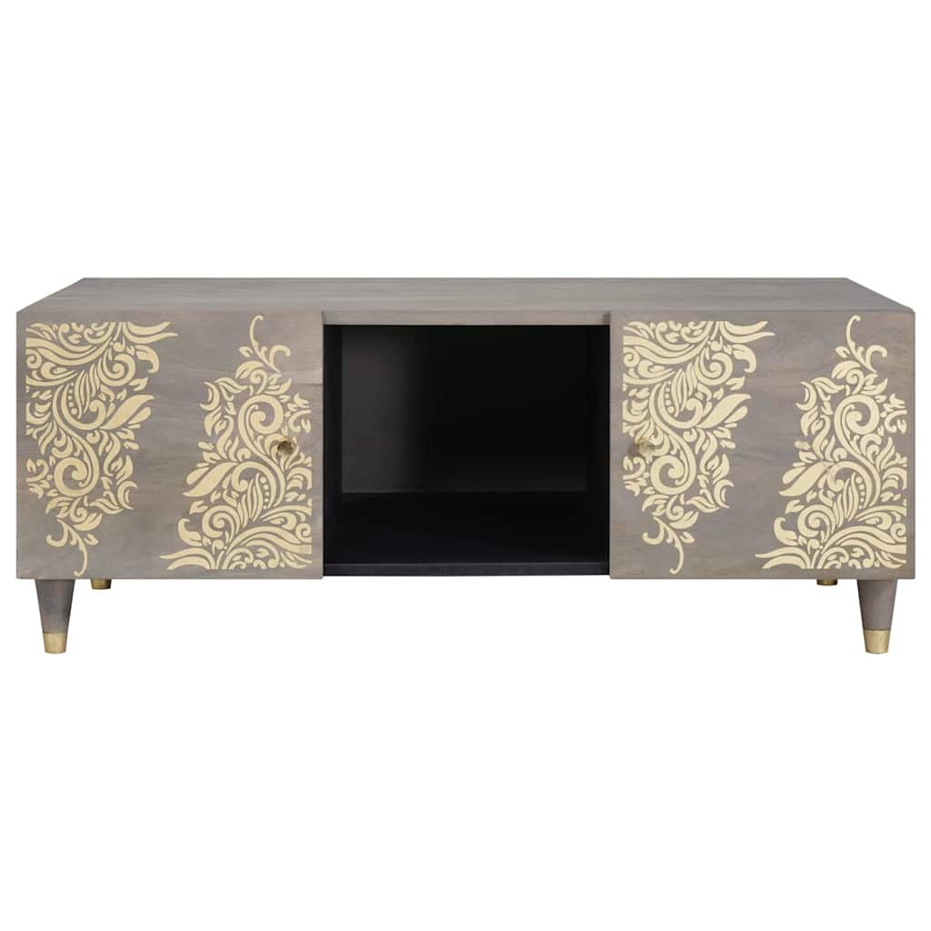 Coffee Table Gray 100 x 54 x 40 cm Solid Mango Wood