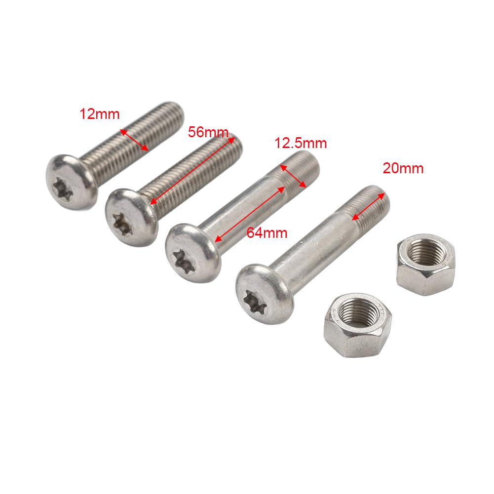 GZYF Rear Shock Mount Bolt Absorber Nut Screw Steel Silver