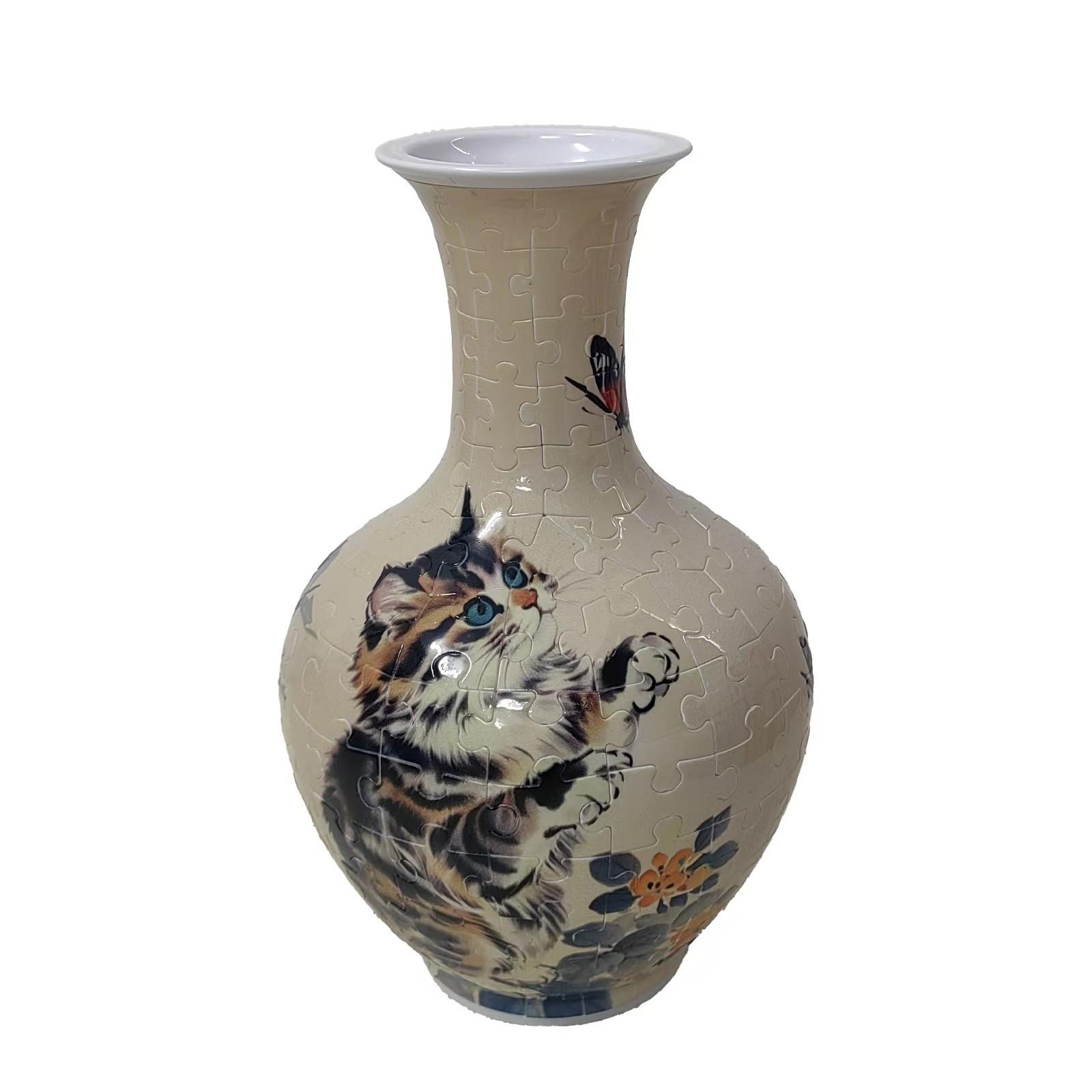 

3D Puzzle House Vase Decorative Piece – DIY Floral Container For Living Room Decor One Size