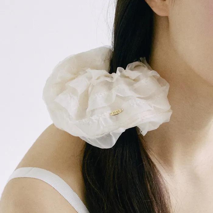 HSU008 Oversized Ruffled Lace Scrunchie