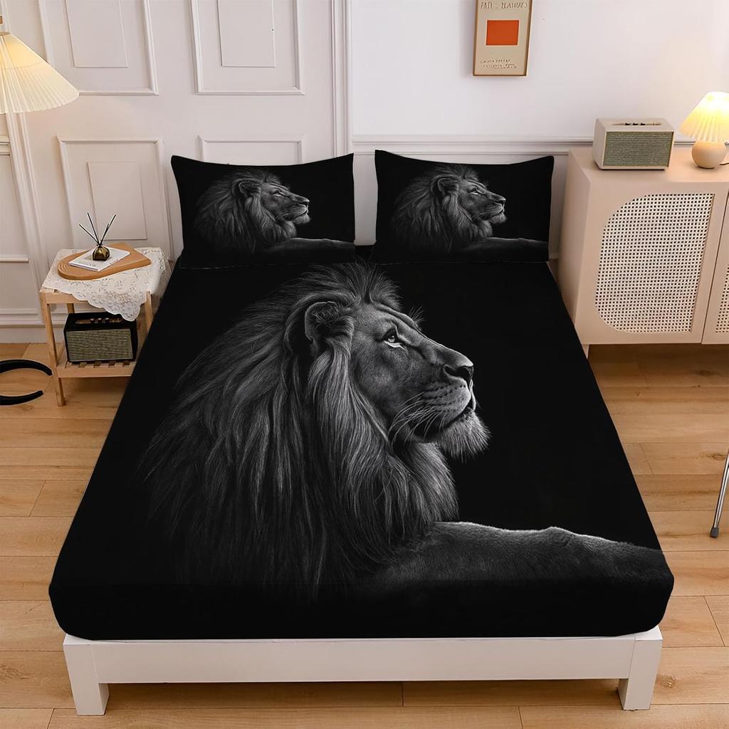 Dětská zvířecí ložní souprava Kreslený lev Tištěná sada prostěradel Dítě Chlapci Dívky Safari Vzor ZOO Napínací prostěradlo Kolekce do ložnice