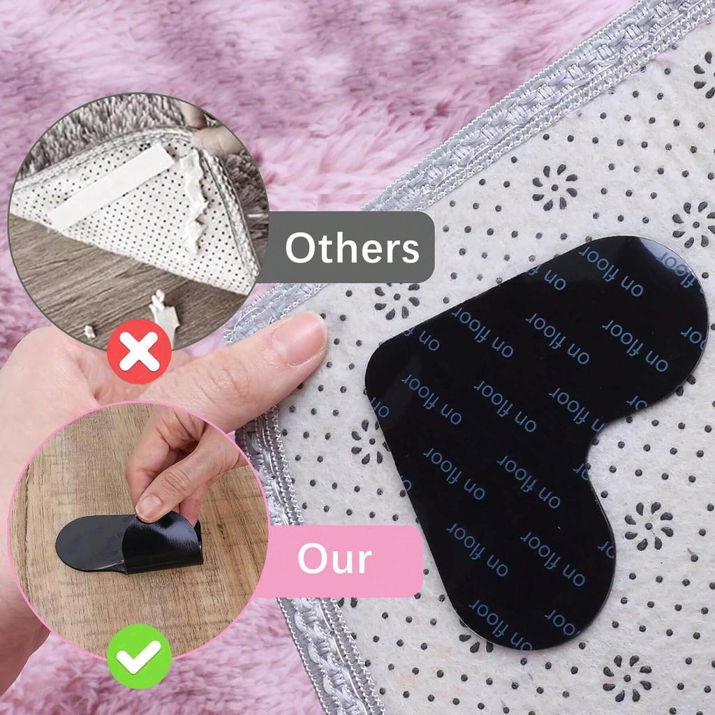 8PCS Rug Pad Grippers Heart-Shaped PU Nano Non Slip Rug Pad Carpet Fixed Sticker,80mm*80mm