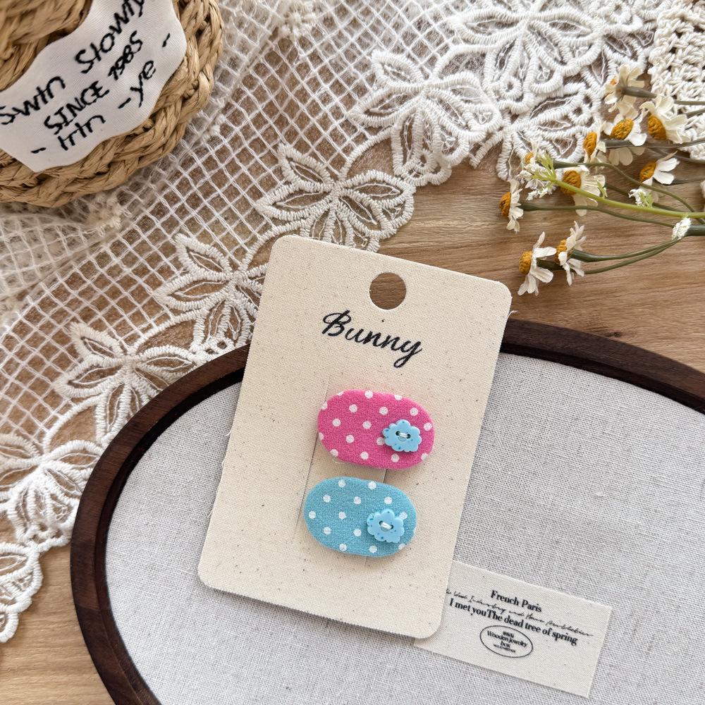 Korean Handmade Floral Plaid Lace Hair Clips for Little Girls