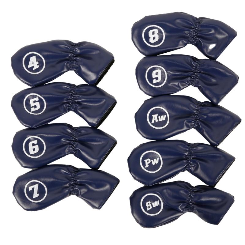

9Pcs PU Leathers Golfs Iron Head Cover Golfs Club Headcover Waterproof Golfs Club Head Cover Fit Most Brands Golfs Iron синій/глибокий