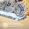 Faux Crystal Acrylic Motorcycle Ornament 2D Flat Clear Motorbike Table Sign with Base Home Office Desktop Bookshelf Decoration