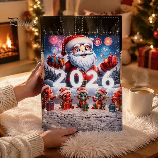 Unique Christmas Souvenirs Dragon Advent Calendars 2026, 24 Days Countdown Calendar with 2D Acrylic Ornaments, Collectible Figures for Tree Home Decor