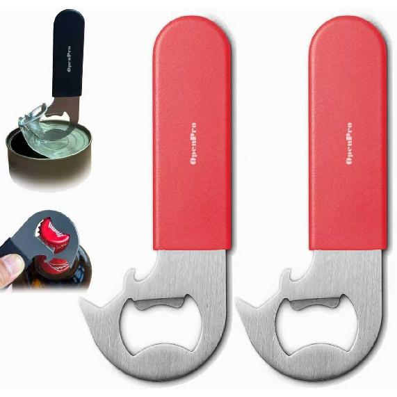 Magnetic 2-IN-1 Ring-Pull Can Opener, Beer Bottle Opener, Manual Can Opener Easy for Seniors, Pet Food, Cat Cans, Beer, Gadgets for People with