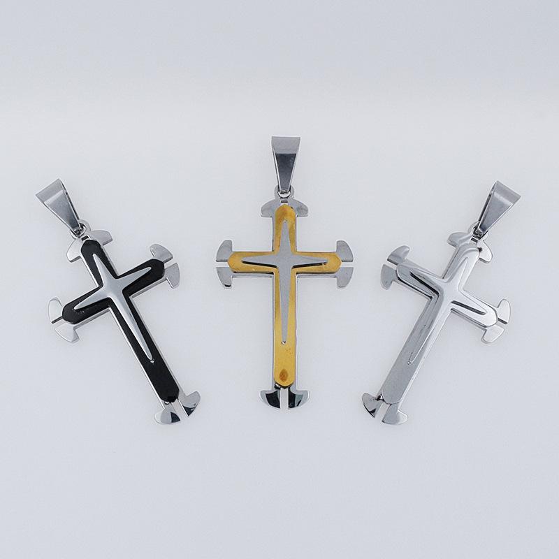 2023 European & American Men s Three-Color Stainless Steel Pendant