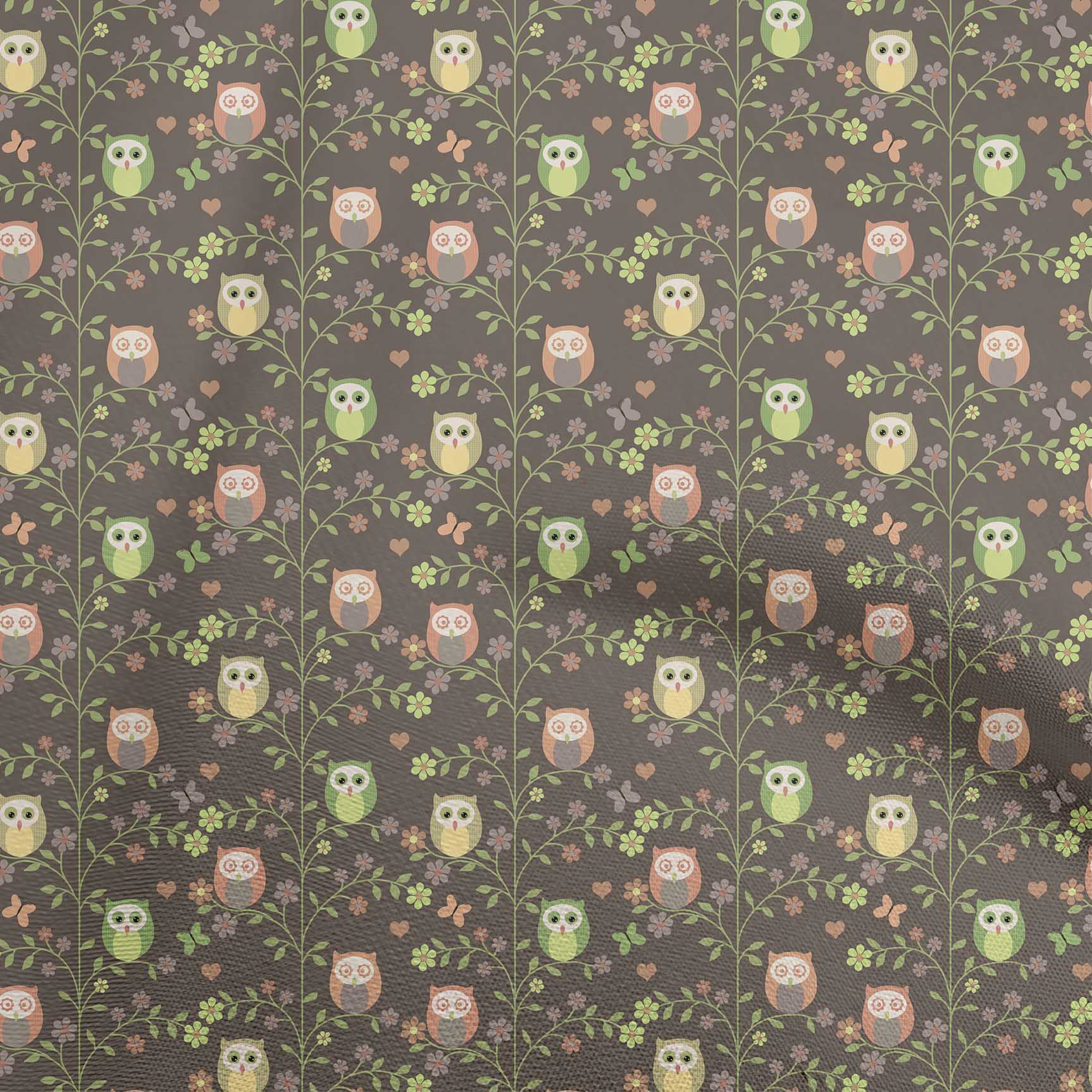 

oneOone Georgette Viscose Black Fabric Owl Sewing Material Print Fabric By The Yard 42 Inch 42 Inch Wide - Viscose Chiffon коричневий