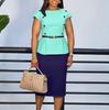 Women's Two-Tone Sleeveless Mock Two-Piece Button Detail Bodycon Midi Dress