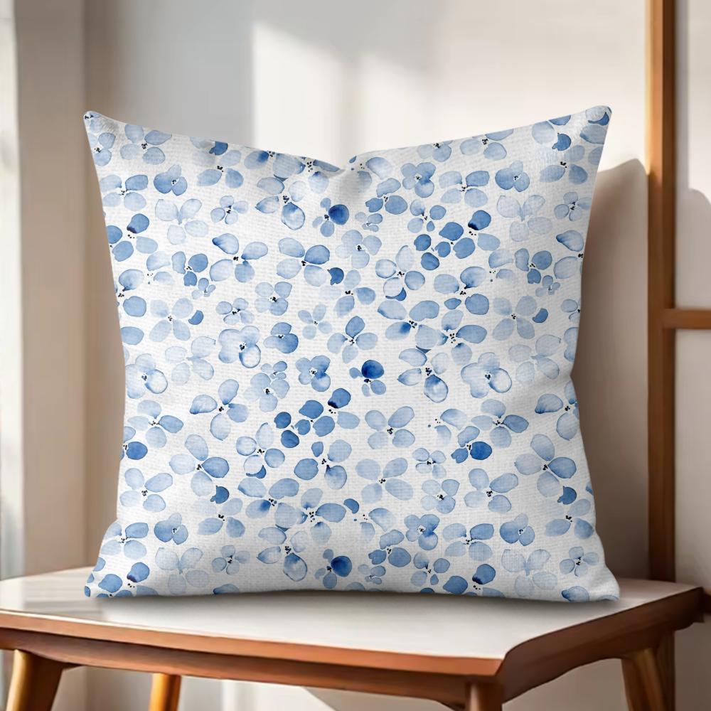 Fashion Small Florals Cushion Cover Natural Linen Organic Fabric DoubleSided Printing Couch Pillow Covers Home Decor