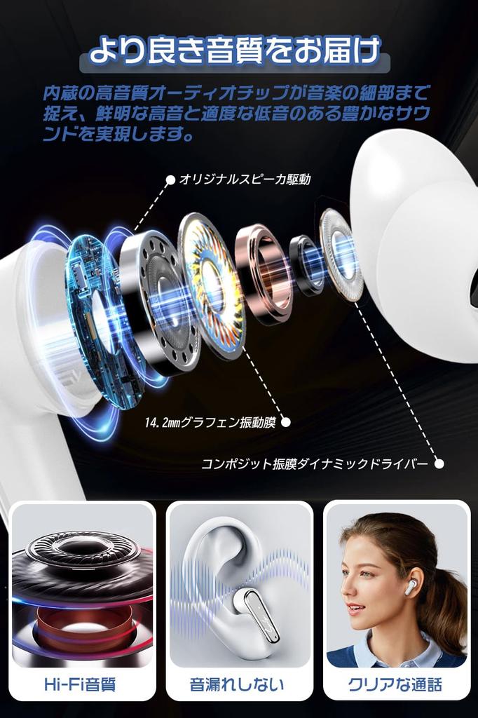 [Immersive Sound Quality with ANC Mode] Bluetooth 5.4 Wireless Earbuds with Auto Pairing, Touch Control, Hi-Fi Sound Quality, ENC Noise Cancelling,