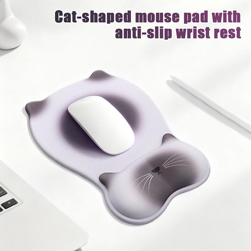 1Pc Cat-Shaped Mouse Pad, Non-Slip Silicone Wrist Rest, Computer Office Silicone Wrist Rest, Cute And Non-Slip