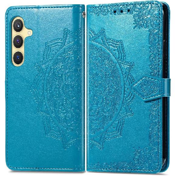 

Case for Samsung Galaxy S24 FE Wallet Case with Card Holder PU Leather Magnetic Closure with Kickstand Feature Shockproof Protective Phone Case for синій