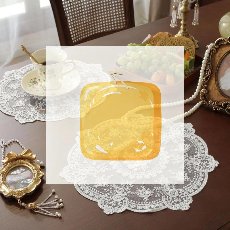1Pcs Europe Retro Style Table Mat Beautiful Pattern Romantic Exquisite Embroidery Lace Coffee Cups Mat Vase Table Lamp Pad