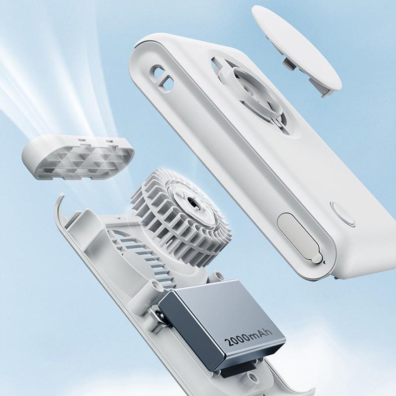 1pcs 2000mAh Hanging Neck/Waist Fan USB Mini Portable Rechargeable Fan For Outdoor Camping Hiking Climbing Running Sports