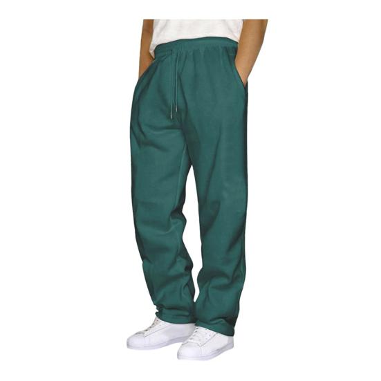 Unisex Spring Fall Pants with Side Pockets Elastic Waist Straight Wide Leg Sweatpants