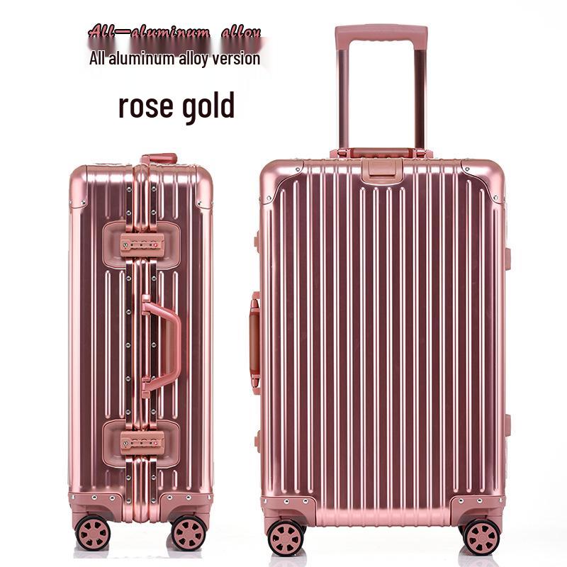 Aluminum-Magnesium Alloy Suitcase with Aluminum Frame, Universal Wheels, Combination Lock - 24" Carry-On for Students & Men's Business Travel.