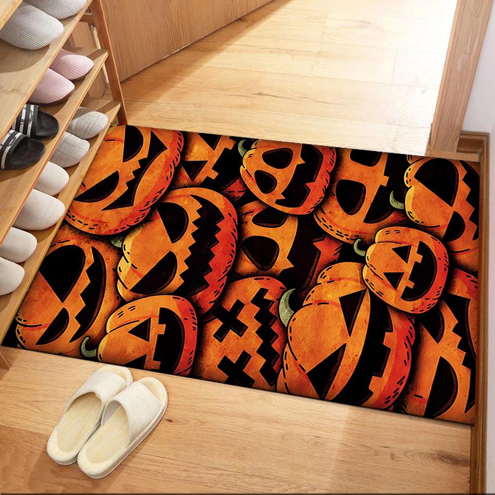 Halloween Pumpkin Faces Floor Mats for Living Room, Bedroom and Room Decoration Are Suitable for Gifts.