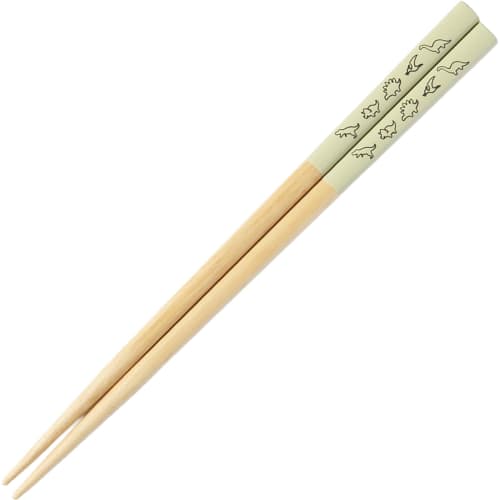 Sunny Life Design Wakasa Lacquer Chopsticks for Kids, Dishwasher Safe, Natural Wood, 18cm, DINO Design, Green, Made In Japan, Product Number 146927