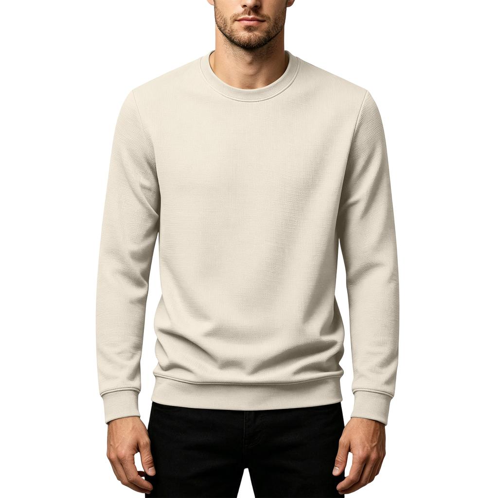 Men Casual Loose Fit Pullover Sweatshirt Crew Neck Long Sleeve Lightweight Soft Fabric Comfortable Daily Wear
