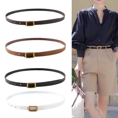 Imitation Leather Women Belt Adjustable Length Retro Style Waist Belt Decorative Jeans
