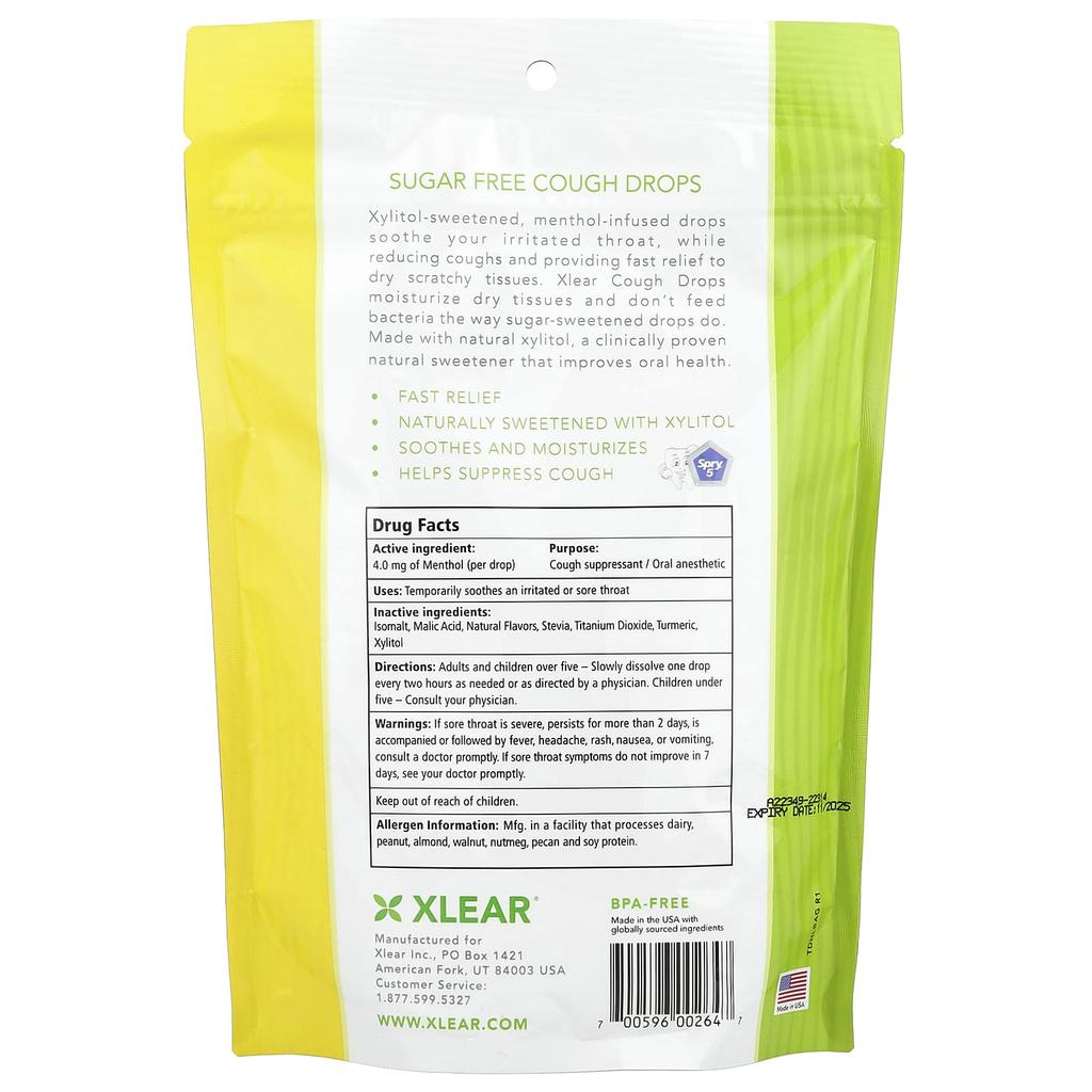 Cough Relief Drops, Xylitol, Honey Lemon, 30 Count