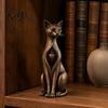 Retro Craft Decoration Vintage Distressed Cat Figurine, Rustic Animal Statue for Desk Shelf Home Modern Simple Accents Decor, Handcrafted Style