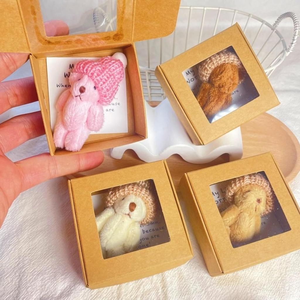 Handmade Mini Plush Teddy Bear in Box, Little Bear in A Box, My Little Worry Bears, Mini Pocket Bears Hug Plush with Emotional Uplifting Support