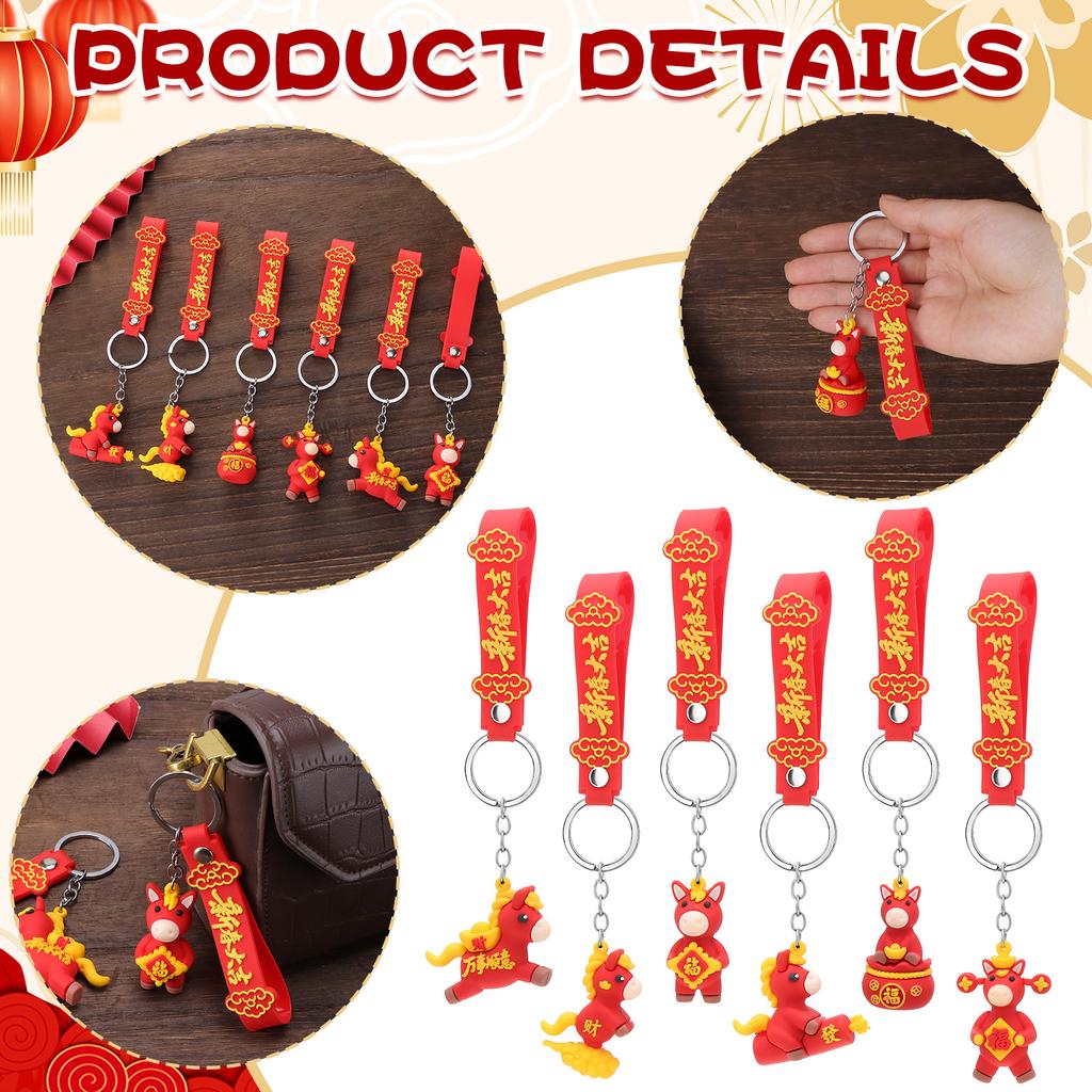 12 Pcs Horse Year Keychain Bulk Chinese New Year Horse Keychains Chinese Zodiac Hor-Se Keychain Years Of The Hor-Se Feng Shui Ha