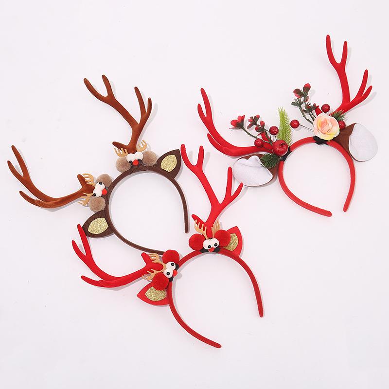 Diadema Exagerada Estilo Mori con Flores y Astas para Niños, para Fotos y Actuaciones