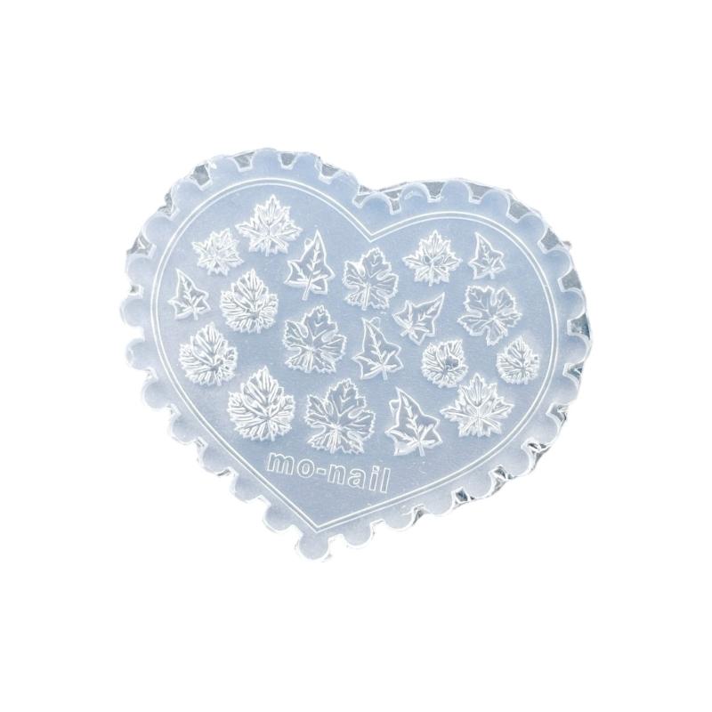 Silikon Nagelkunstform mit Pilz-, Ahornblatt-, Herzmustern für DIY Maniküre-Design, wiederverwendbare Vorlage