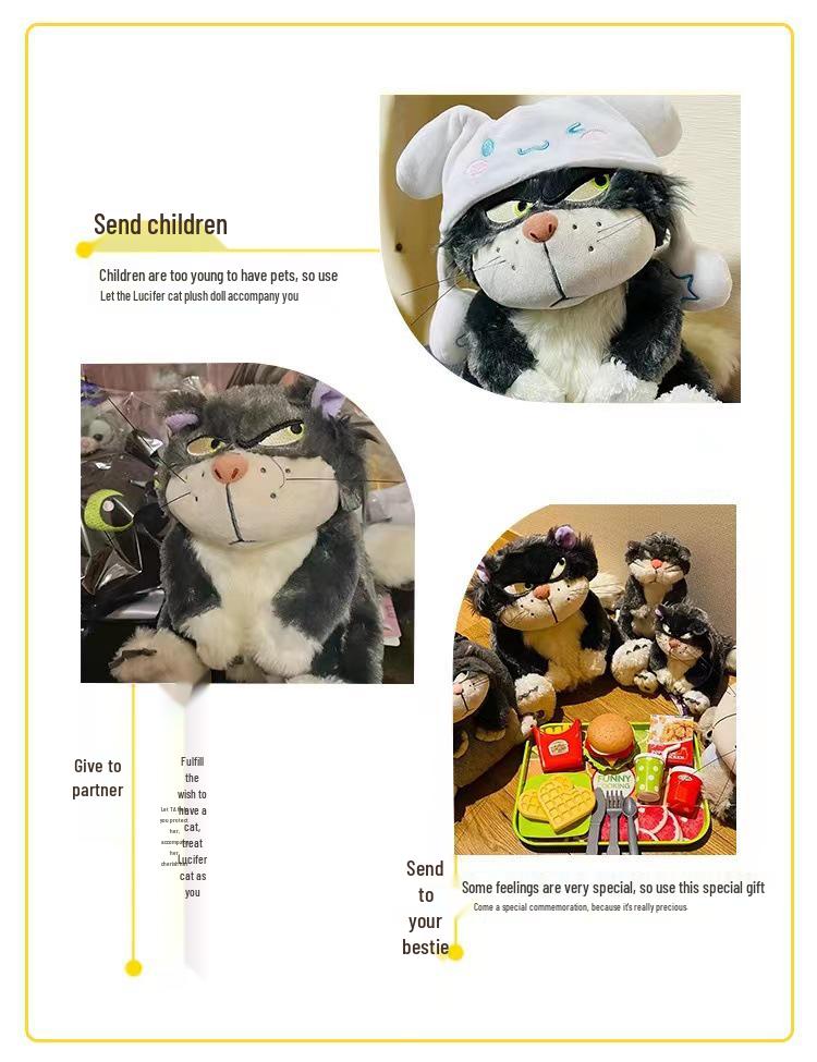Lucifer & Figaro Cat Plush Doll - Funny Gift for Kids or Girlfriend