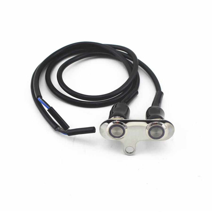 CNC Double Button Motorcycle Push Switch Green LED Momentary Engine Start Kill
