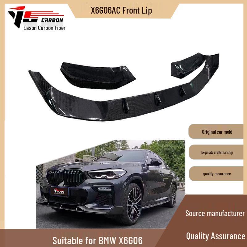 Compatible with 2020-IN BMW X6 G06: AC Style Carbon Fiber Front Lip Splitter Spoiler.