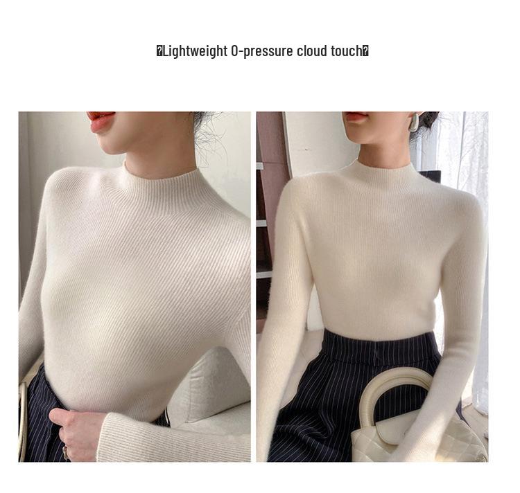 Women's Slim-Fit High-Neck Solid Color Casual Sweater