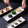 Rechteckige Keramikplatte im japanischen Stil, Sushi-Snack-Dessert-Serviertablett für Frühstück & Haushaltsgeschirr